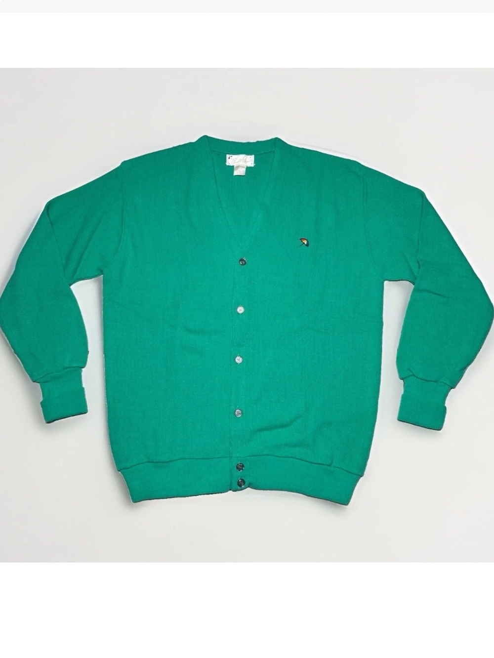 Vintage 1980's Arnold Palmer V-Neck Knit Cardigan Sweater Men’s Large Green